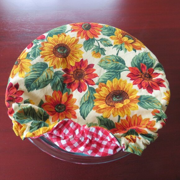 Kitchenaid Bowl Cover Reversible Sunflowers and Red Gingham Mixer Bowl Cover - Picture 4 of 7